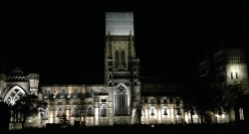 Durham Cathedral at night. I visited the cathedral one Saturday with kelsey, a student from New York. We stayed for the evening concert in the cathedral of Mozart's Requiem. Wonderful