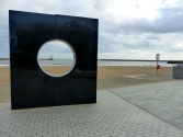 Sculptures are all along the marine walk. This one has constellations marked in red