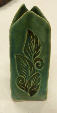 A small impressed lino cut vase